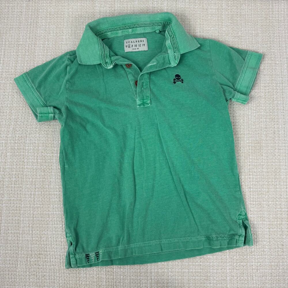 Scalpers Polo Skull Short Sleeve Logo On Back Size Boys‎ 6
